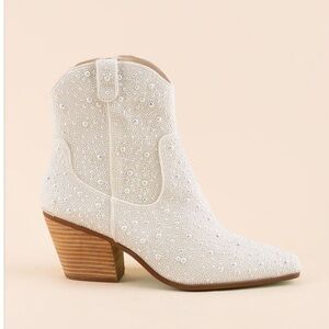 Betsey Johnson White Ankle Boots with Silver Accents